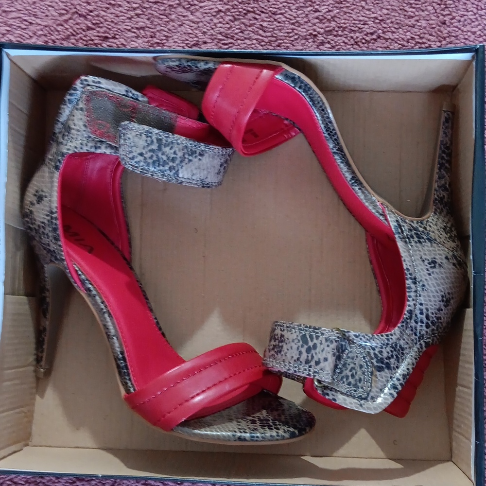 MIA Red Maltisnake Ankle Strapped Sandals